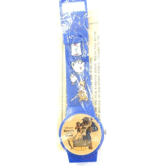 Disney Vintage 90s Beauty and the Beast Blue Kids Watch - Picture 1 of 3